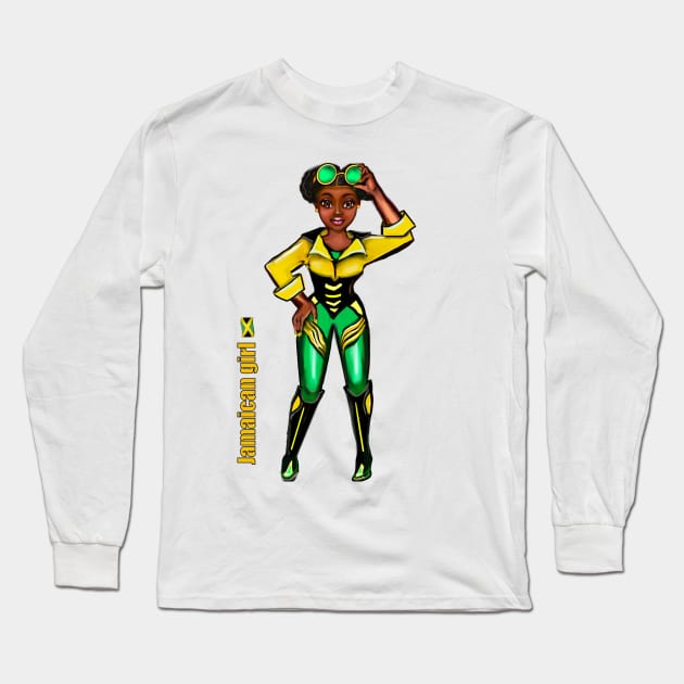 Manga Jamaican sunshades in the colors colours of Jamaican flag in black green and gold inside a heart shape Long Sleeve T-Shirt by Artonmytee